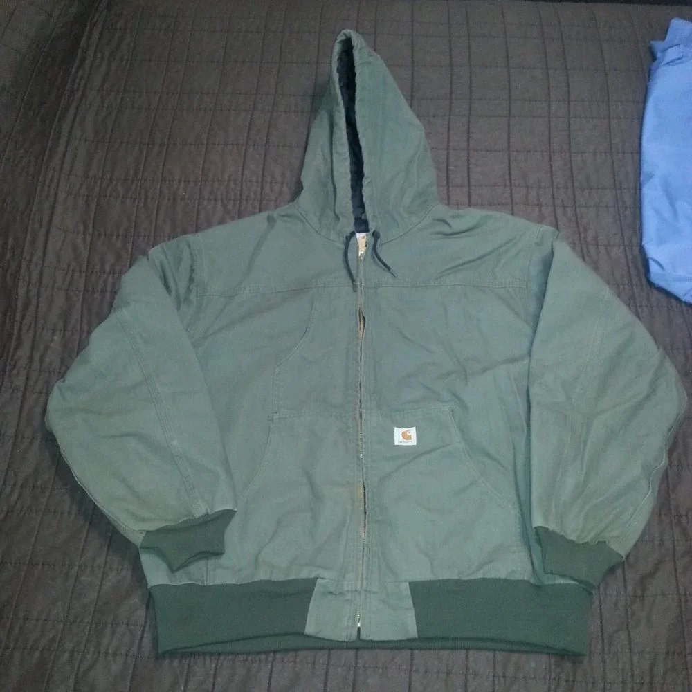 Vintage Carhartt Active Jacket Hooded Duck Cloth Canvas Workwear XXL - Picture 1 of 14
